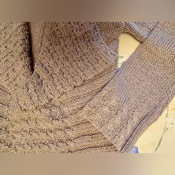 Tribal Shawl Collar Open Cardigan Woman’s Size L Coppery Beige - Picture 7 of 11